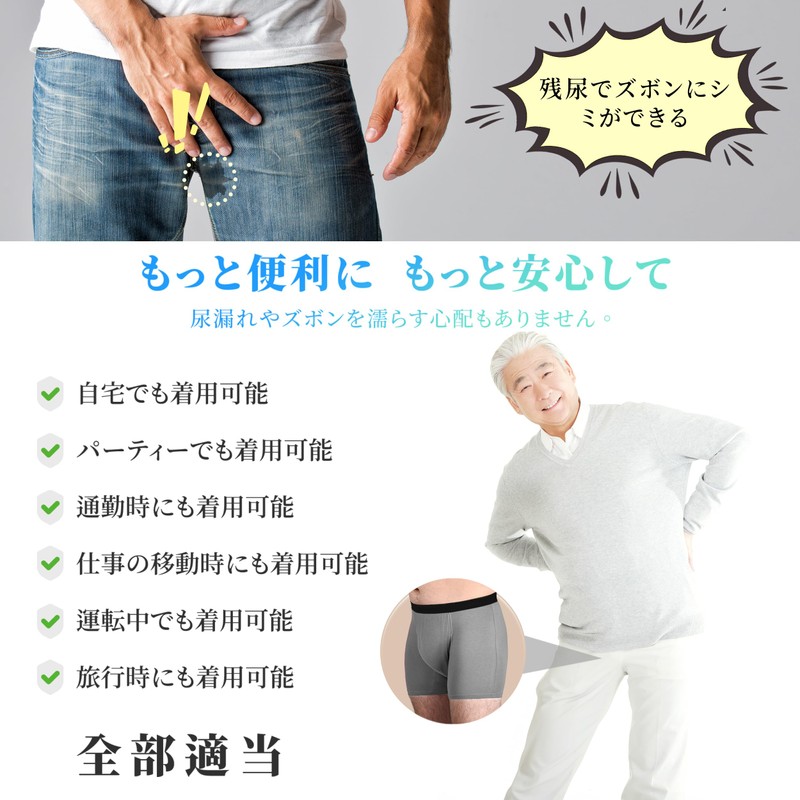 TIICHOO Incontinence Pants, Leakage Pants, Men's, Boxer, Open Front, Cotton,