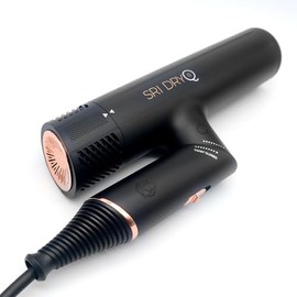SRILabs DryQ “Smart” Hair Dryer - Super Lightweight, Foldable - Powerful, Quiet Motor - Infrared and Ionic Technology - 3 Magnetic Attachments - Heat Control with Locking Switch
