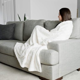 GRACED SOFT LUXURIES Softest Warm Elegant Cozy Faux Fur Home Throw Blanket (Solid Ivory, Large 50" x 60")