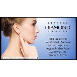 Central Diamond Center Round Diamond Stud Earrings CVD Lab Grown, E-F Color VS-SI, 0.35ctw (0.34ctw to 0.37ctw) 14K Yellow Gold