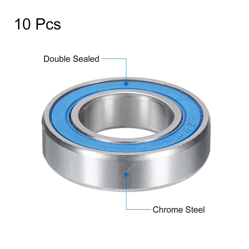 sourcing map 10pcs 6902-2RS Miniature Deep Groove Ball Bearings 15x28x7mm