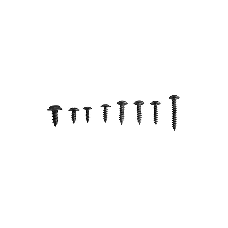 340Pcs Flange Self Tapping, Black Galvanised Screws Large Flange Head
