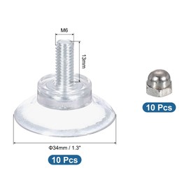 uxcell 10 Packs Suction Cups for Glass 34mm/1.3" Dia Clear PVC Window Glass Suction Sucker Pads with M6 x 13mm Screw for Window Bathroom Door Glass Wall Car Sun Shade