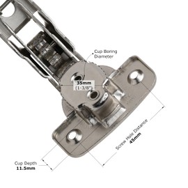 DTC Wide Angle Corner Lazy Susan Pantry Self Closing 155 Degree Kitchen Cabinet Door Hinge C80A605, Nickel Plated Finish (Base Mounting Plate Sold Separately)
