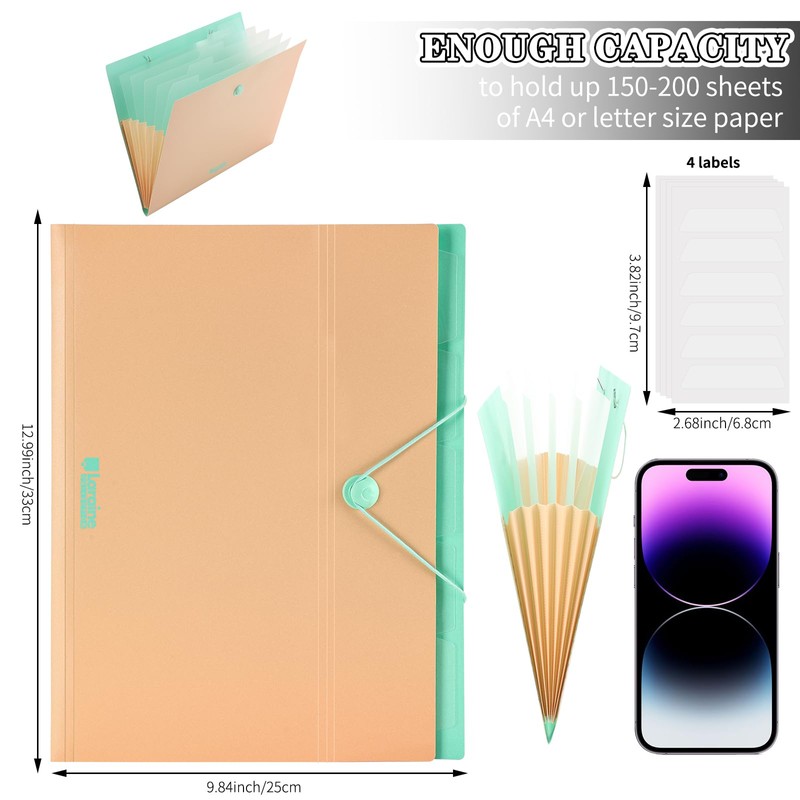 Sworld Expanding File Organizer with 6 Pockets, Accordion File Folders