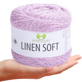 MeriWoolArt® Linen Soft Yarn - Premium Natural Yarn for Knitting & Crocheting, 100 g Linen Yarn Cotton Viscose Blend, Breathable, Soft & Environmentally Friendly, Ideal for Clothing, Clothes, DIY 7321