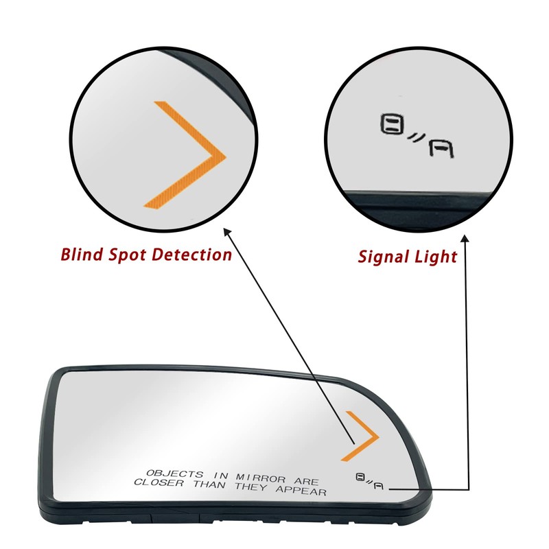 Driver Side Heated Turn Signal Blind Spot Detection Mirror Glass