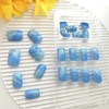 Press on Nails Short Square Fake Nails Blue White Acrylic