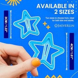 JASVERLIN Star Hair Clips for Girls, 36 pcs Cute Accessories Kawaii Metal Snap Hairclips for Women Kids, Colorful Y2k Aesthetic Glitter Stars Barrettes Assorted Size (Blue)