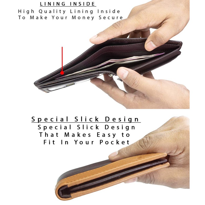 HORNBULL Buttler Mens Genuine Leather RFID Blocking Wallet, brown, Casual