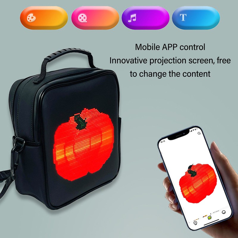 LED Backpack with Programmable Screen Colorful Sign Panel Smart Bluetooth