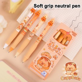 Capybara Rollerball Gel Pens - 4X Erasable Gel Ink Rollerball Pens | 0.5mm Fine Point, Writing Instruments with Cartoon Design for Birthdays, Christmas