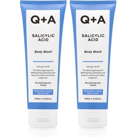 Q+A Salicylic Acid Body Wash (250ml x 2), Sensitive Shower Gel, Body Care, Shower Gel with Green Tea Extract and BHA, Gently Exfoliates, Smoothes, and Softens the skin