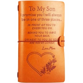 Son Journal Gift from Mom-Son Graduation Gift-Son Birthday Gift-Son Christmas Gift-Son Going Away Gift-Son Leaving Gift-Refillable Photo Diary Notebook Gift for Son