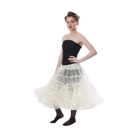 Malco Modes Melonie Luxury Crinoline Petticoat with Organza Binding & Adjustable Waist and Length for Rockabilly 50s, Everyday Wear (Small, White)