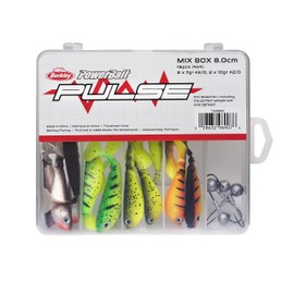Berkley Pulse Shad Soft Rubber Fishing Lures and Jig Head Hooks Kit - Set of Paddle Tail Soft Baits with Matching Weighted Fishing Hooks for Pike, Perch, Zander
