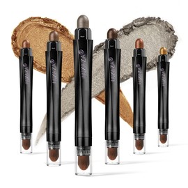 Set De Maquillaje De 6 Piezas Con Sombras De Ojos En Barra Marrón Y Gris, Lápiz De Sombras De Ojos Con Brillo Metálico Y Mate, B08-Azúcar Moreno      