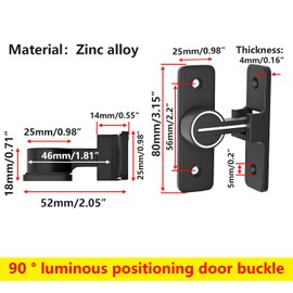 Ctyjia 1PCS 90 Degree Security Gate Latch, Luminous Barn Door Lock, Sliding Barn Door Latch, with Mounting Screws, Gate Latch for Barn, Garden, Bathroom