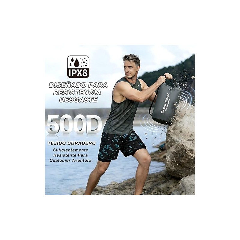 Bolsa Seca Impermeable, Dry Bag 10/15/20L, con Funda Impermeable para