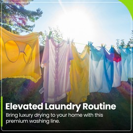 Hardys 50m Washing Line | Clothes Line with Steel Core & PVC Coating | Long Length for Indoor, Outdoor & Camping | Rot, Mould & Weather Resistant | Green