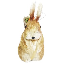 By Robelli 2 x Wicker Easter Bunnies Rustic Shabby Chic Style Wooden With Carrot Bag - 16cm