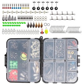 Alriedy 183-Piece Fishing Accessories Set - Fishing Accessories with Fishing Hook Set, Swivel Fishing, Rubber Beads Fishing & Box for Fresh/Saltwater