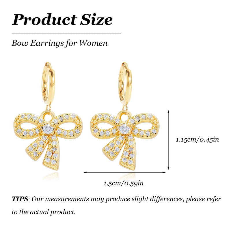 Dainty Bow Hoop Earrings for Women Small Bow Earrings Dangle