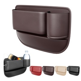Car Seat Gap Filler,Car Leather Cup Holder Gap Bag,Universal Seat Gap Organizer, Adjustable Car Seat Storage Box, for Phones Glasses Keys Cards (Brown, Passenger Seat)