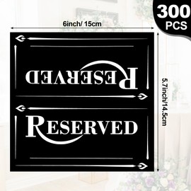 Resurhang Resurhang 300 Pcs Paper Table Reserved Sign with Name Line Reserved Seating Signs Bulk Double Sided Signs for Reserving Seats Restaurant Wedding Reception Church Board Business Meeting (Black White)