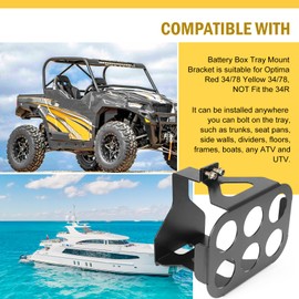 Upgrade Battery Hold Down Tray Box Mount Compatible with Optima Red Yellow 34/78 ATV UTV Truck Battery Mount Holder