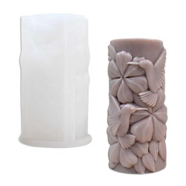 Tone Fun Hummingbirds and Flowers Column Shape Candle Silicone Molds for Making Candle, Resin, Aromatherapy Candles, Handmade Wax Soap, Home Decor, Craft