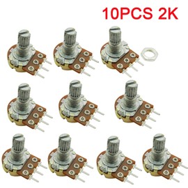 Aihasd B2K 2K Ohm Adjustment Single Linear Rotary Taper Potentiometer Shaft 15 mm Pack of 10