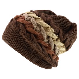 Armycrew RGY Cable Knit Dreadlock Deep Skull 100% Cotton Rasta Beanie - Brown Khaki