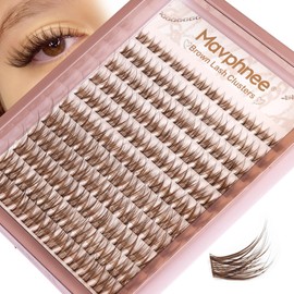 Mavphnee Brown Eyelash Clusters Wispy Lash Extension Cluster Natural Individual Lashes Dark Brown Cluster Eyelash Extensions Fairy Cluster Lashes Thin Band C-Curly DIY Lash Pack (132Pcs, 8-16MM)