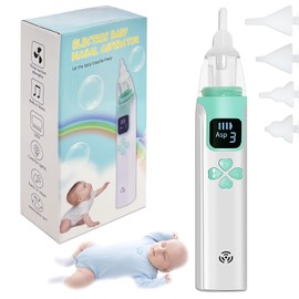 Limpiador Nasal Eléctrico para Bebés, Aspirador Nasal para Bebe con Carga USB, Viene con 4 Cabezales de Silicona, 3 Niveles de Succión Ajustable, También Reproduce Música para Calmar a tu Bebé (Verde)
