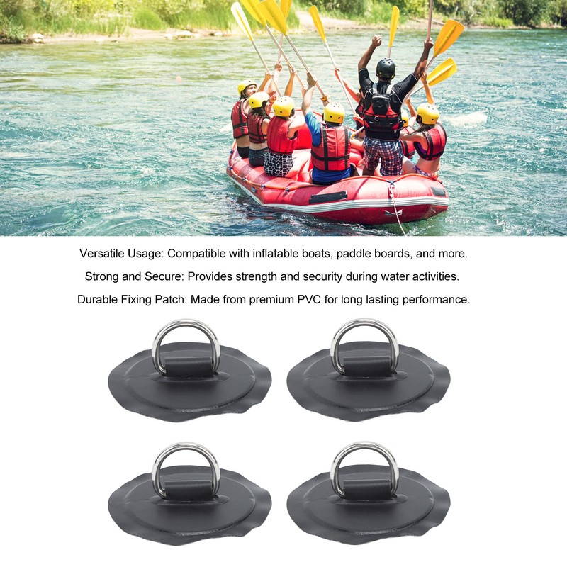 4PCS D Ring Patch PVC Round Shape Strong Stainless Steel