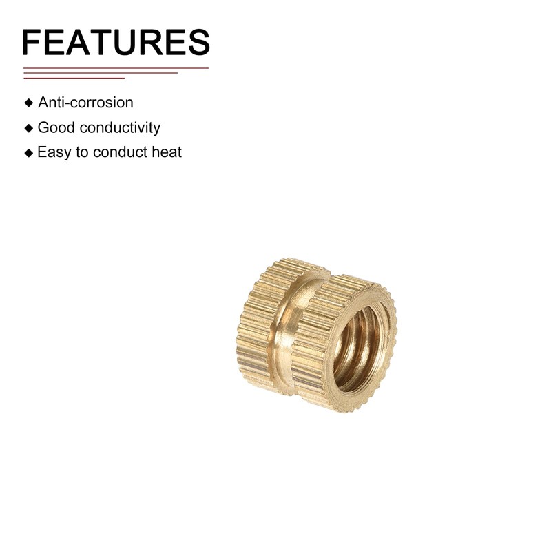 DTGN M8x8x10mm (ID x L x OD) Knurled Insert Nuts