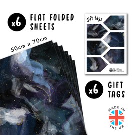 Navy Marble Wrapping Paper - 6 Sheets of Beautiful Gift Wrap - For Birthday Wedding Anniversary Valentine's Day - Scrapbooks Decorating - For Men Women - Recyclable - By Central 23