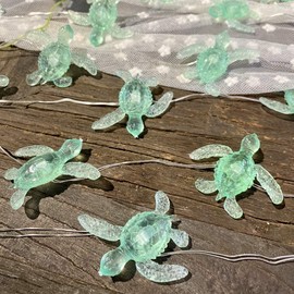 Beach Theme Cute Green Sea Turtle String Lights Ocean Fairy Decorative Lights 10ft 30 LEDs USB Powered Multi-Function Remote Control for Christmas House Party Bathroom Baby Shower Decor