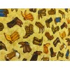 COWBOY COWGIRL BOOTS with SPURS SOUTHWEST BOOT YELLOW COTTON FABRIC