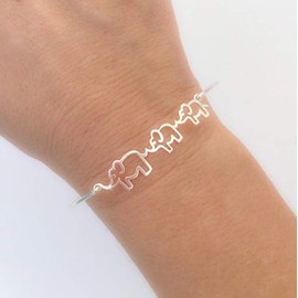 Mama and 2 Baby Elephant Bracelet Mom Birthday Gift Mother Day Present Jewelry Bangle Avg Size Woman
