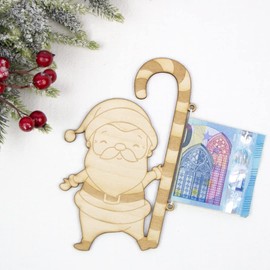 Geldgeschenk Weihnachten Holz Geschenkkarte Weihnachtskarte zum Verschenken Weihnachtsmann