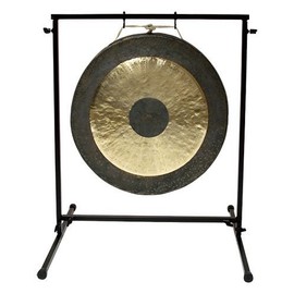 The Gong Shop Metal Gong Stand – Holds Gongs up to 40" – Compact Frame with Adjustable Hooks – Black Powder-Coated Finish – Lightweight Holder for Studio or Home Use (Gong Not Included)
