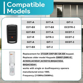 for Overhead Garage Door Opener Keypad with 2 for O3T-A Overhead Door Remot, Garage Door Opener Keypad GK-R, GWKP, GWK-IC, ACSDG, ACSDA1, ACSD1G, B8QACSDA, B8QACSDA1, 315MHz/390MHz