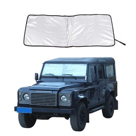 Windshield Sun Shade for Land Rover Defender 130 110 90 2004-2018 Car Thicken 5-Layer UV Reflector Auto Front Window Sunshade Visor Shield Cover & Keep Your Vehicle Cool (Silver - Memory Wire)