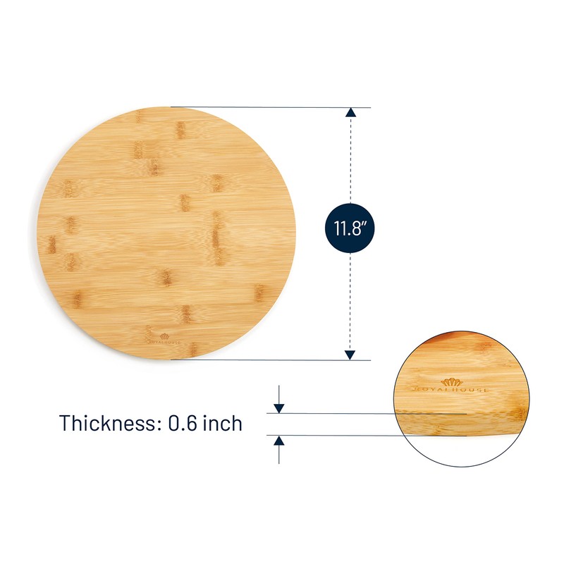 RoyalHouse Natural Bamboo Round Cutting Board for Kitchen, Chopping Boards