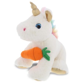 DolliBu Happy Easter Super Soft Plush White & Gold Unicorn with Carrot - 11.5"