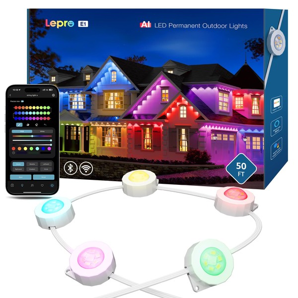 Lepro E1 AI Permanent Outdoor Lights APP Control, 50ft Smart