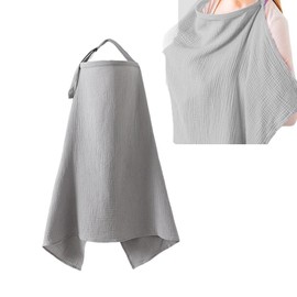Changyeah Muslin Nursing Cover,A Light Gray Item Item Breastfeeding Cover Nursing Cover,Soft&Breathable Cotton Breastfeeding Cover for Women,for Mother Nursing Apron