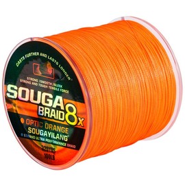 Sougayilang fishing line-320 yards - Abrasion Resistant Braided Lines – Incredible Superline – Zero Stretch – Smaller Diameter – A Must-Have! - Color: Orange -8x, model/lb: 10LB